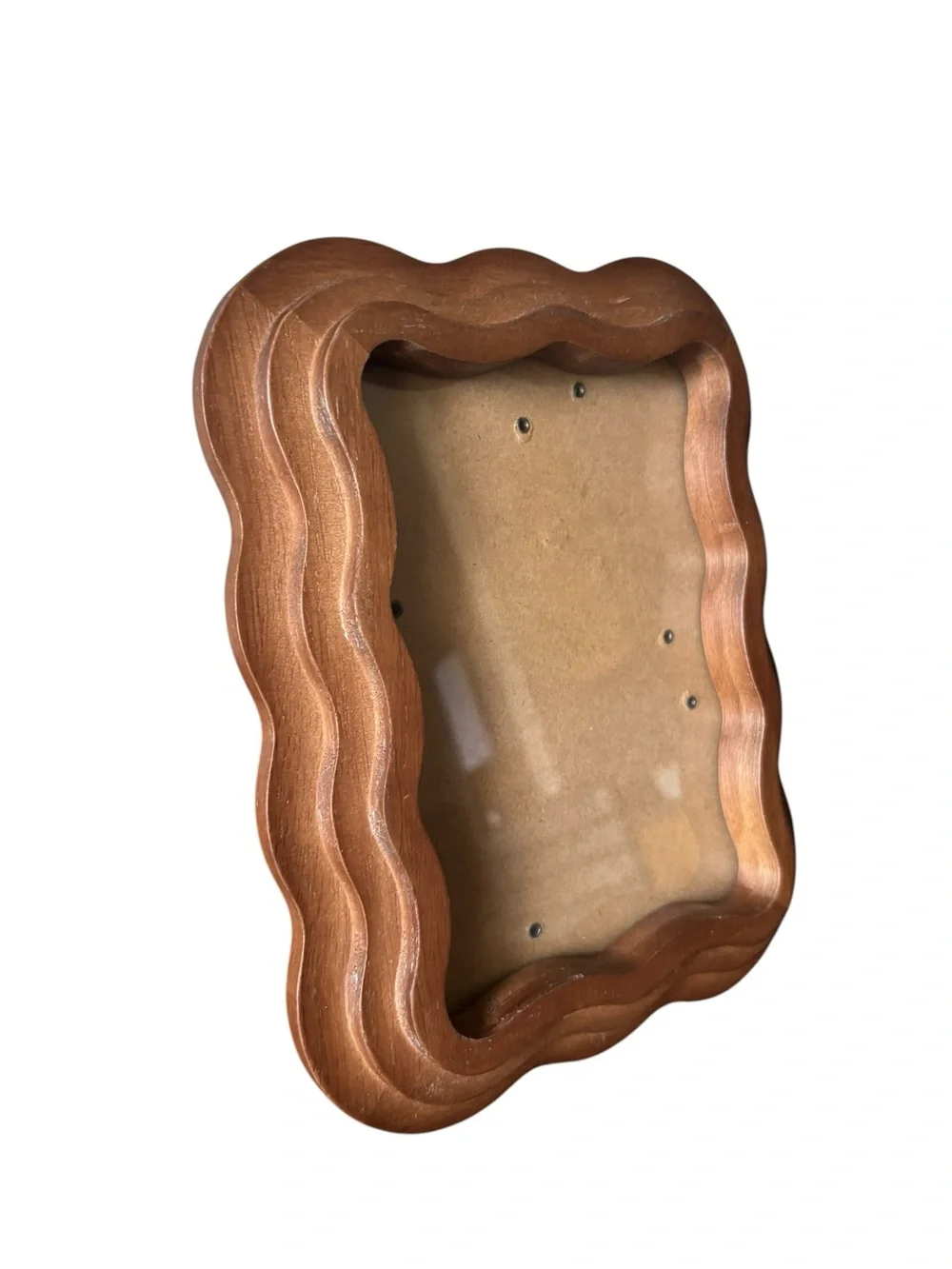 Rachel Zoe 5X7 scalloped retro wavy tiered design natural wood picture frame